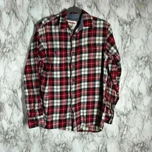 Wrangler Flannel Shirt Mens Small Red Plaid Button Down Western Wear Vintage